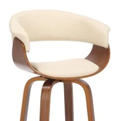 Julyssa Mid-Century Modern Faux Leather And Wood Swivel Bar Or Counter Stool - Cream & Walnut - Counter Height 37 Julyssa Mid-Century Modern Faux Leather And Wood Swivel Bar Or Counter Stool - Cream & Walnut - Counter Height -Elegance Barware 4d070eb1 9408 4a14 9cc6 6db392e059ad