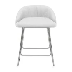 Hillsdale Furniture Boyle Metal Counter Height Stool, Chrome With Faux Leather - 33.75H X 21.5W X 22.5D - Single - Chrome/White - Bar Height - 29-32 In. -Elegance Barware 4d29b10a 2a3e 465b 9d85 7c3273d6f51a