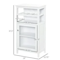 HOMCOM Wine Storage Cabinet With 4 Bottle Wine Rack, Open Shelf, Acrylic Door Cabinet With Adjustable Shelf - 19" L X 12.75" D X 37.5" - Espresso -Elegance Barware 4d38440d f44b 4188 99bf d10b72f88d78