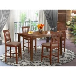 East West Furniture 5-Piece Dining Set - A Wood Kitchen Table And Dining Chairs - Mahogany Finish (Seat's Type Options) - N/A - DUVN5H-MAH-W -Elegance Barware 4d6ef7c4 72de 4767 9553 159ad8f45585