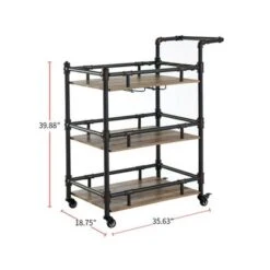 Industrial Style Serving Cart In Antique Black - Antique Black, Oak - Wood -Elegance Barware 4d7f6e37 c3de 40a3 b2c8 20a8018c3f60