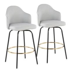 Carson Carrington Valsatra Upholstered Bar Stool With Metal Base (Set Of 2) - Cream/Gold -Elegance Barware 4dabd797 43df 4d37 a104 ec243a30809f