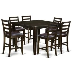 East West Furniture Modern 7-piece Pub-height Table Set - A Table And 6 Chairs In Cappuccino Finish (Seat's Type Options) - FAIR7-CAP-LC -Elegance Barware 4de84429 40f3 4222 acf1 b29322fd8e29