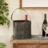 Leather Modern Wine Holder - 9 X 9 X 17 - Black