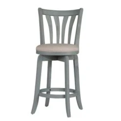 Hillsdale Furniture Savana Wood Upholstered Swivel Stool - White With Cream - Bar Height - 29-32 In. -Elegance Barware 4e4a771f dcec 40db a776 db98de7253fb