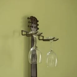 Vintiquewise Black Metal Guitar Shaped Wine Rack Holder For Living Room, Dining, Or Entryway - Black -Elegance Barware 4e5f3a01 2134 4e4e 8bc8 7d8a87e96a39