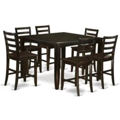East West Furniture Modern 7-piece Pub-height Table Set - A Table And 6 Chairs In Cappuccino Finish (Seat's Type Options) - FAIR7-CAP-W -Elegance Barware 4f7b78c3 741a 4c65 8e81 72925482f9e6