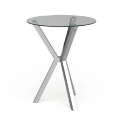 Coaster Furniture Denali Chrome Round Glass Top Bar Table - Silver -Elegance Barware 4fece3b6 25bf 46a0 b4ca befbdc57c1c7