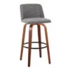 Carson Carrington Vallberga 30" Fixed-Height Bar Stool With Walnut Wood Base (Set Of 2) - Grey Noise Fabric/Round Black Footrest -Elegance Barware 50298440 6be7 46ea 9046 377c886454f7