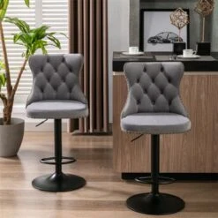 Clihome Set Of 2 Swivel Adjusatble Seat Height Velvet Barstools - Black -Elegance Barware 50507144 539f 4ca1 b3ed 3896a3ca9e46