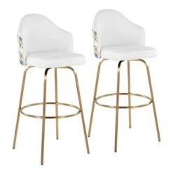 Carson Carrington Valsatra Upholstered Bar Stool With Metal Base (Set Of 2) - Cream/Gold -Elegance Barware 507596db 2e1f 4943 a860 0190bffd4419