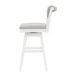 Hillsdale Furniture Clarion Wood And Upholstered Swivel Stool, Sea White - Sea White - Counter Height - 23-28 In. -Elegance Barware 52080bec 1fcd 4c45 87a8 ab5994509435