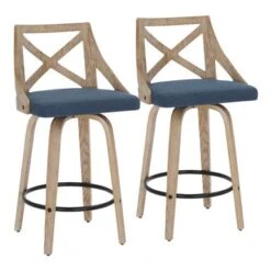The Gray Barn Charlotte 26" Fixed-Height Counter Stool With Round Footrest (Set Of 2) - Grey Fabric/Light Grey Wood/Black Footrest -Elegance Barware 521492e3 eb14 491c b76b b0b129b36254