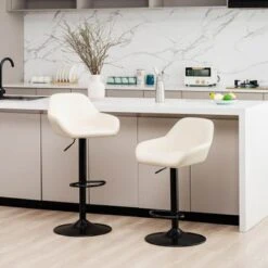 Glitzhome 42"H Mid-Century Adjustable Faux Leather Swivel Bar Stools - Single - Hunter Green -Elegance Barware 52a18a84 e85b 4776 ae27 c2f8886865e9