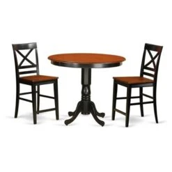 East West Furniture - Rubberwood Counter-height Pub Set - A Table And Counter Height Chairs (Color Options Available) - TRQU3-BLK-W -Elegance Barware 52b71857 7ee8 4787 a893 745486b6c9a5