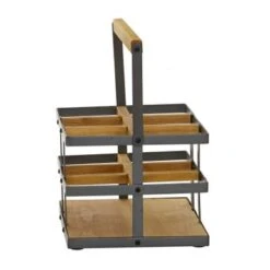 Modern 6-Bottle Wood And Metal Wine Holder - Grey -Elegance Barware 531b0df7 0bff 41ac bca3 4a547e738676