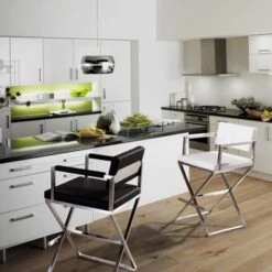 Director White Stainless Steel Counter Stool - Single - White - Counter Height