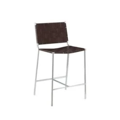Metal Base Counter Height Stool With Plastic Seat And Back In Brown And Chrome - Counter Height - 23-28 In. - Brown And Chrome - Single