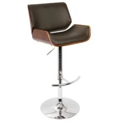 Carson Carrington Tranas Mid-Century Modern Adjustable Barstool - Brown/Cherry