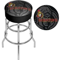 NHL Chrome Bar Stool With Swivel - Watermark - 20" X 20" X 31" - Toronto Maple Leafs -Elegance Barware 53d95c10 7da5 4149 8301 d4a57ccc5c05