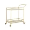 Nicole Miller Felix Bar Cart, 2 Serving Shelves, Casters - N/A - Gold/ White -Elegance Barware 53fd4fd7 7ca2 4f2a a039 b4c63f7af106