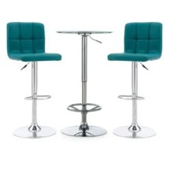 Wolcott 3PC Pub Table Set Teal -Elegance Barware 54b479bc 15a4 449e 834d 1e93313b0606