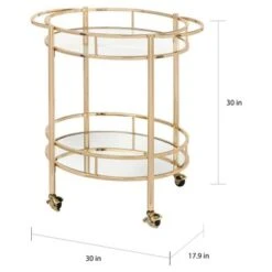 Lifestorey Devin Oval Metal Bar Cart - Gold -Elegance Barware 5542e0e6 c609 4c0e b2fb 8597224ee349