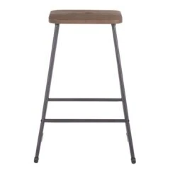 Carbon Loft Bahorel Industrial Metal & Wood Counter Stool (Set Of 2) - N/A - Black/Espresso -Elegance Barware 55f7a008 f1a2 4e92 90ca a4ee75e34b7f