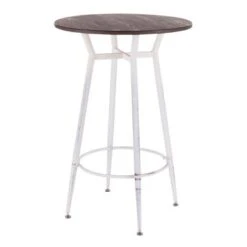 Carbon Loft Barton Industrial Round Bar Table - N/A - Vintage White/Espresso -Elegance Barware 565ed9c8 5ba4 48b0 bf56 80045655b97c