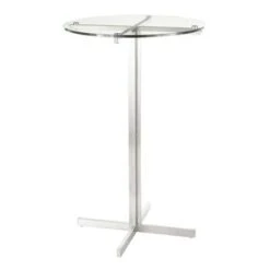 Silver Orchid La Plante Contemporary Round Bar Table - N/A - Walnut Wood -Elegance Barware 56f09261 9391 4503 a2e5 fbf92c482839