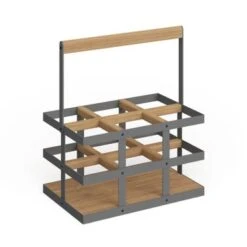 Modern 6-Bottle Wood And Metal Wine Holder - White -Elegance Barware 570bdb78 692b 4e0e b4c9 f0733f3f913a