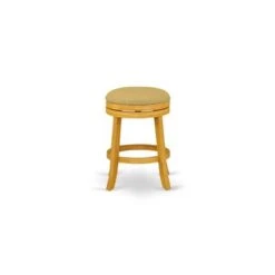 East West Furniture Devers Swivel Backless Barstool 24'' Seat Height And Pu Leather Roast (Color Options Available) - DVS024-112 -Elegance Barware 57168d18 2273 4554 8444 82b1fa01f1da