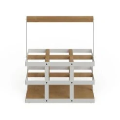 Modern 6-Bottle Wood And Metal Wine Holder - White -Elegance Barware 573d03f6 2d54 4914 874b 60a831542341