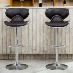 Masaccio Leatherette Airlift Adjustable Swivel Barstool (Set Of 2) - Grey -Elegance Barware 574e26d9 4766 49ec bd61 43fd94b4c09a