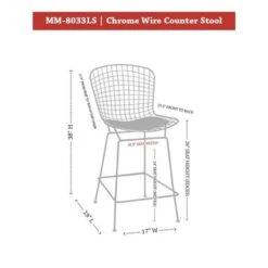 Carbon Loft Flossie Chrome Wire Counter Stool With Faux Leather Interchangeable Seat Pads - Black -Elegance Barware 57a16dcd 1c95 4a67 a381 50e277619bf4
