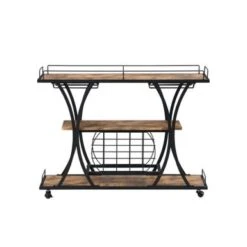 Industrial Bar Cart Kitchen Bar Serving Cart For Home - 44*13*33.66INCH - Black - MDF/Metal -Elegance Barware 57c1a985 81d9 4def b68a 3ccce69dc03c
