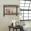 Carbon Loft Lawrence Wall Shelving With Wine Storage - Brown -Elegance Barware 57fc7564 1c6c 4153 a81c ad7e6b6e59ad