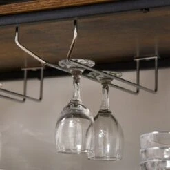 HOMCOM Industrial Wine Rack With 11-Bottles Holder, Free Standing Wine Shelf With Glass Holders, Dark Brown - Rustic Brown -Elegance Barware 5817eedf a5a7 4ca5 9482 c06603a0511c