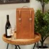 Leather Modern Wine Holder - 9 X 10 X 16 - Tan