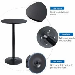 Homall Bistro Pub Table Round Bar Height Cocktail Table Metal Base MDF Top Obsidian Table With Black Leg 23.8inch Top - White -Elegance Barware 5941e5d8 131f 4f66 843d f0aa1acf197f