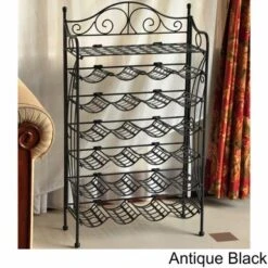 International Caravan Iron 24-bottle Wine Rack With Shelf - Antique Black
