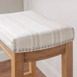 Ansley Backless Upholstered Barstool Linen Stripe -Elegance Barware 5953231e 1094 48a9 82bd dad0af7988db