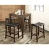 Crosley Furniture Cherry Finish Wood Pub Table And Upholstered Saddle Stool Set (Set Of 5) - 5 Piece Pub Dining Set With Tapered Legs/Stools -Elegance Barware 595702ea d27d 4f07 9345 402ebef62bac