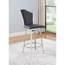Somette Nana Swivel Counter Stool With Design Back - Grey -Elegance Barware 59b03ce9 5681 41ac a2a6 395c41dcca7a