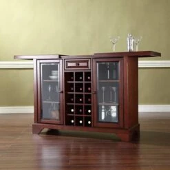 LaFayette Sliding Top Bar Cabinet In Vintage Mahogany Finish - 47.75 "W X 19 "D X 36 "H - MDF/Rubberwood - Mahogany -Elegance Barware 5a9cd6d6 4299 4629 933f 47b85a7bb645