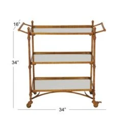 Metal 34-inch X 34-inch Mirror Cart - 35 X 18 X 33 - Brass -Elegance Barware 5ac8860e 3994 4d32 9128 b23686456aac
