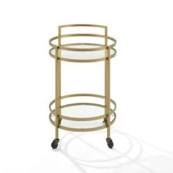 Bailey Round Bar Cart - 21.13x20x32.5 - Steel/Glass - Gold -Elegance Barware 5bda6b7a 5564 4401 ac38 d3372ec06cea