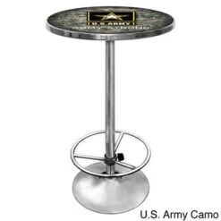 U.S Army Chrome Adjustable Height Pub Table - U.S Army This We'll Defend Chrome Pub Table -Elegance Barware 5cbb420f ebec 4e7d ba69 c7b9d123500e