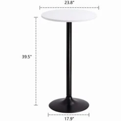 Homall Bistro Pub Table Round Bar Height Cocktail Table Metal Base MDF Top Obsidian Table With Black Leg 23.8inch Top - White -Elegance Barware 5dce8e7b c125 46c3 a3d7 c29bd308c96e
