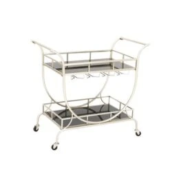 Metal Contemporary Silver Bar Cart - 33 X 38 X 19 - Silver -Elegance Barware 5e03b2ba 1de5 45ef a989 6f9dc5f944a9